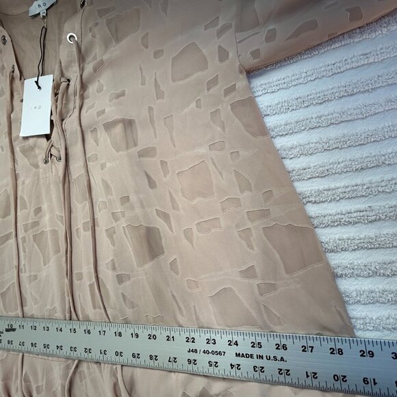 Iro Blush Pink Nude Ralene Long Sleeve Dress Lace Up Size 38 / 16W Lined New - Picture 8 of 9